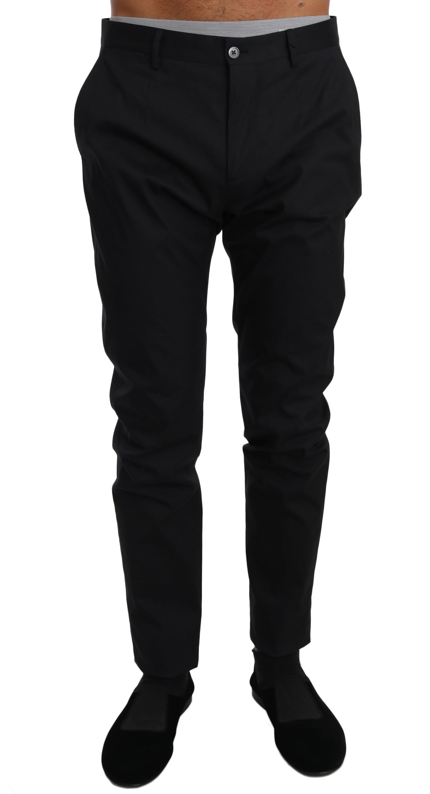 Dolce & Gabbana Black Cotton Stretch Formal Trousers Pants