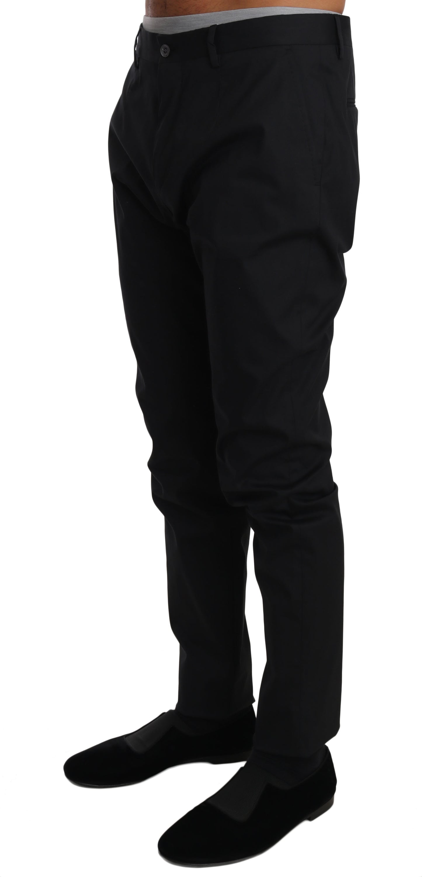 Dolce & Gabbana Black Cotton Stretch Formal Trousers Pants