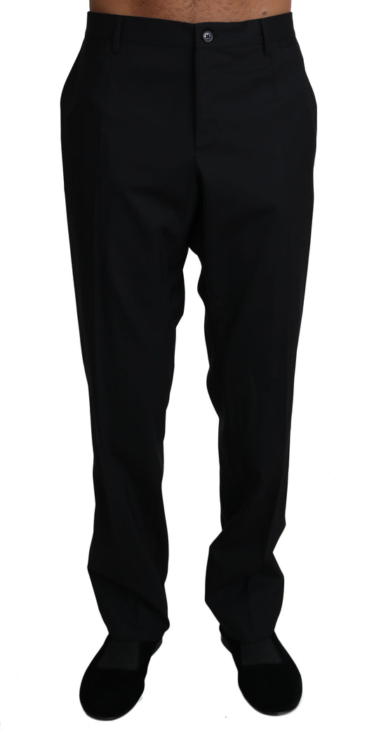 Dolce & Gabbana Black Wool Stretch Dress Trousers Pants