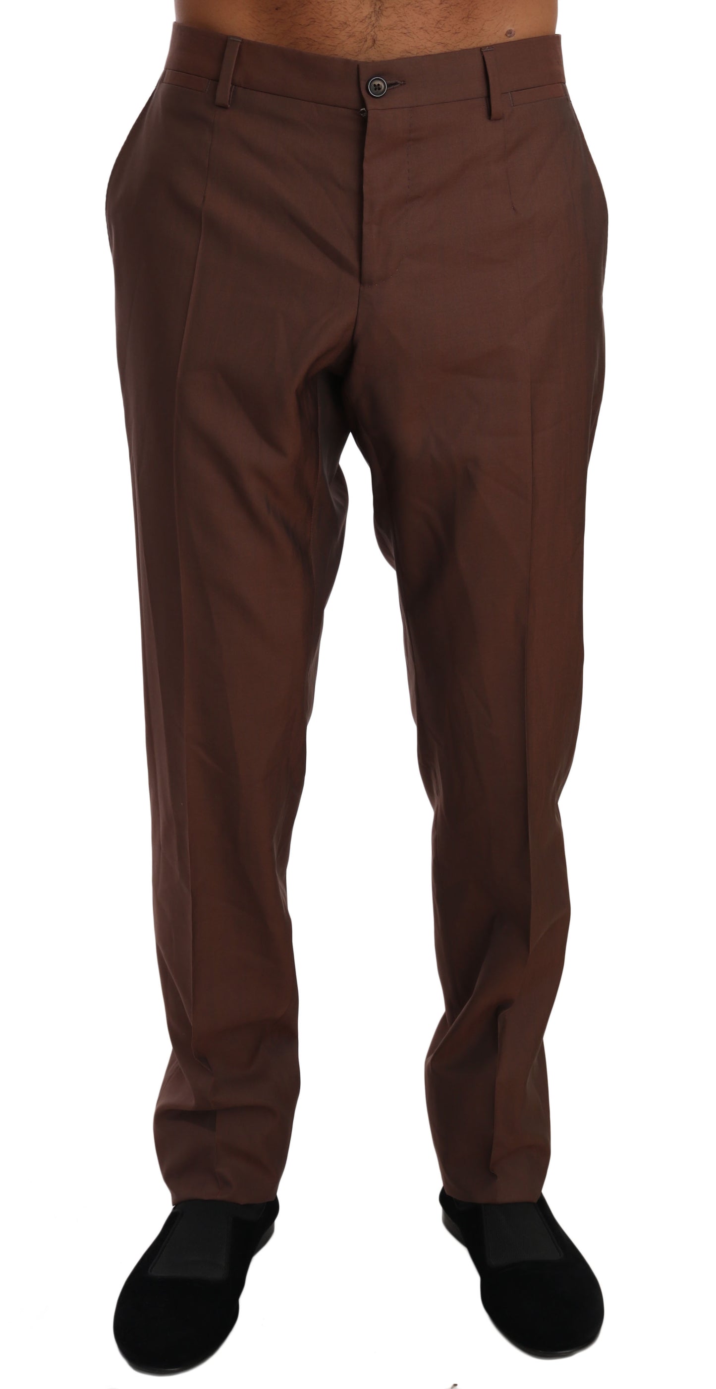 Dolce & Gabbana Brown Wool Silk Formal Trousers Pants