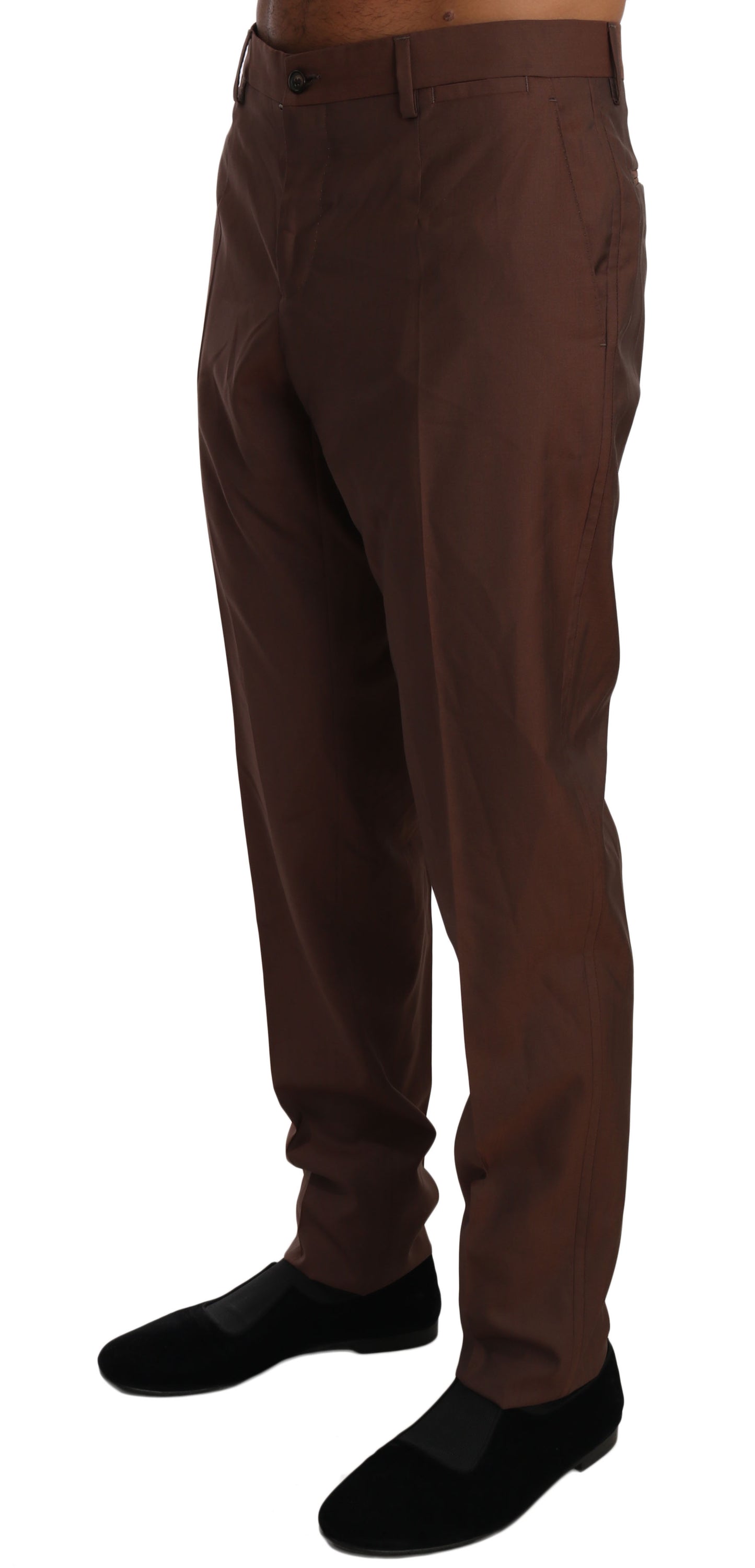 Dolce & Gabbana Brown Wool Silk Formal Trousers Pants