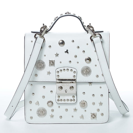 SUSU The Hollywood White Leather Backpack Handbag