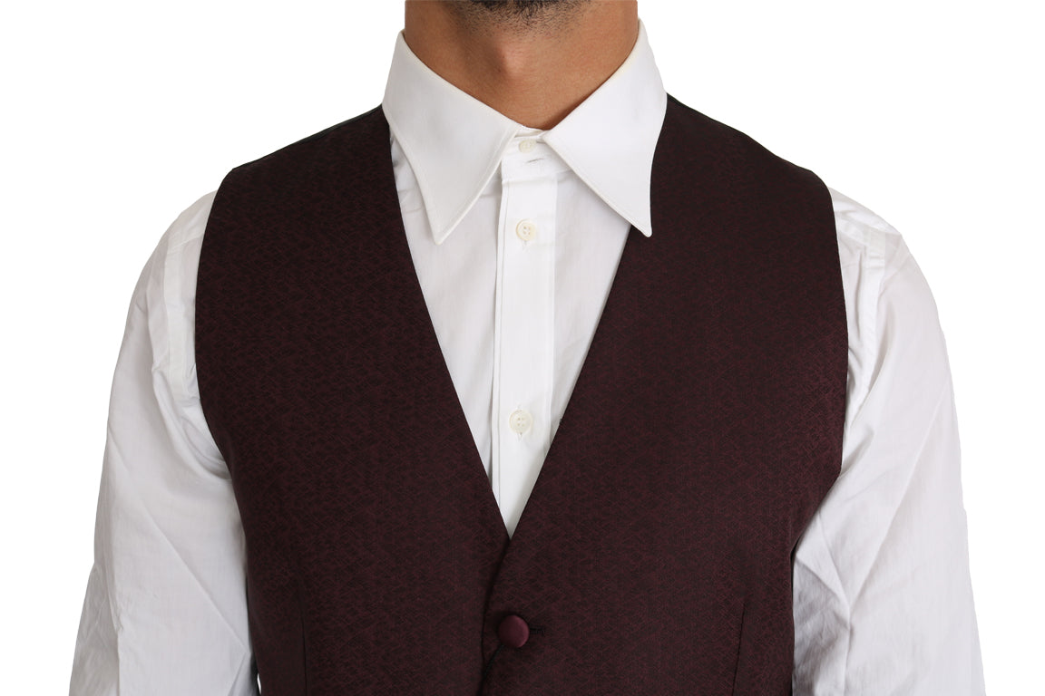 Dolce & Gabbana Purple Pattern Wool Silk Waistcoat Vest