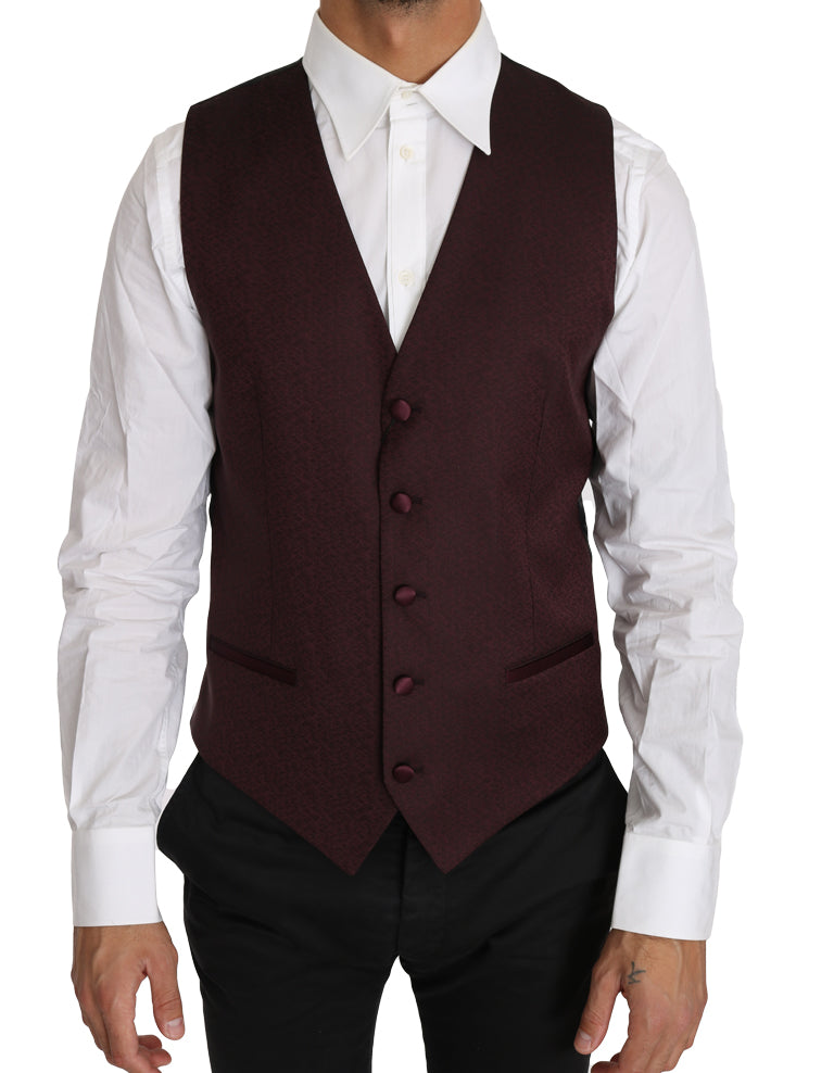 Dolce & Gabbana Purple Pattern Wool Silk Waistcoat Vest