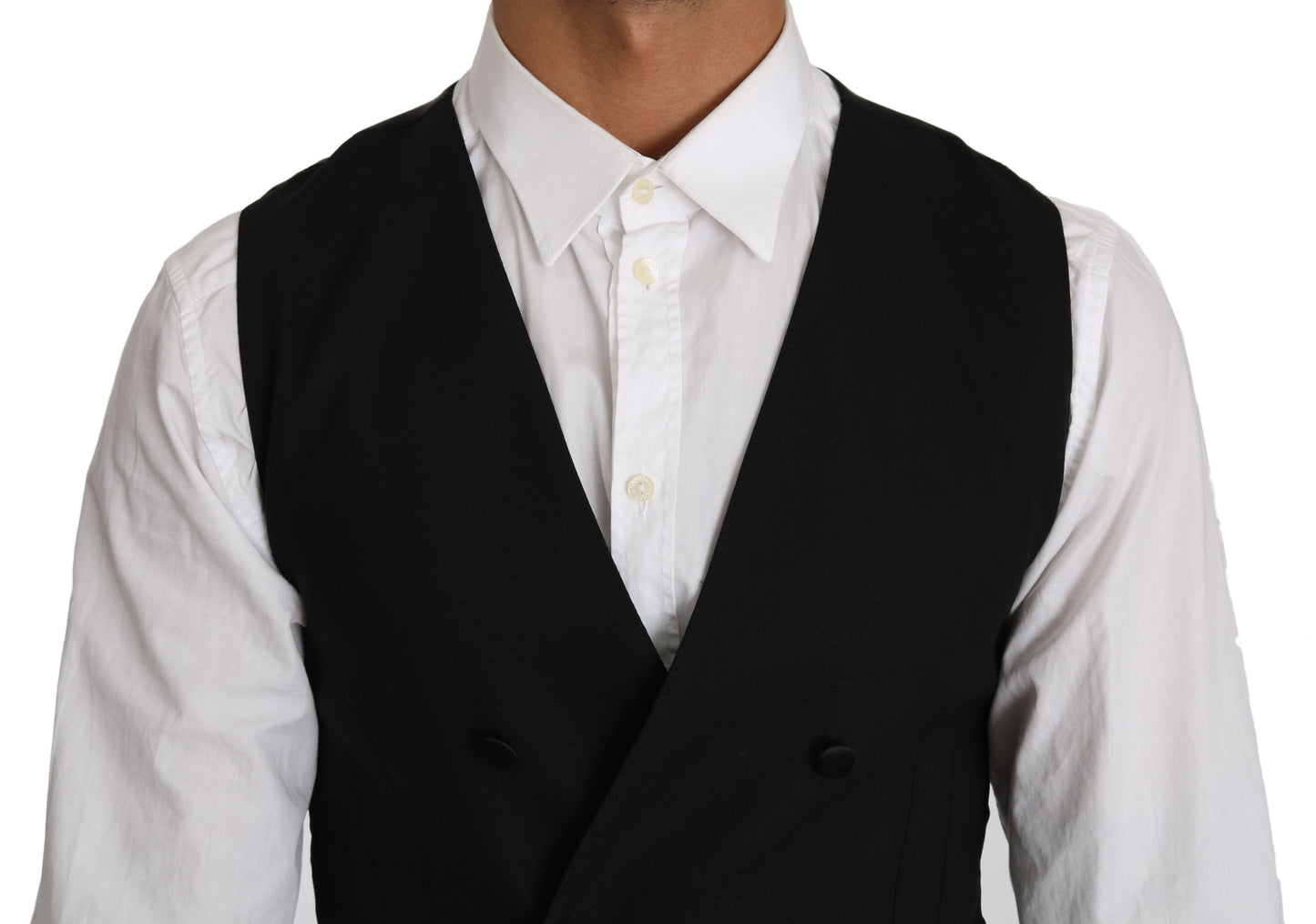 Dolce & Gabbana Gray Wool Double Breasted Waistcoat Vest