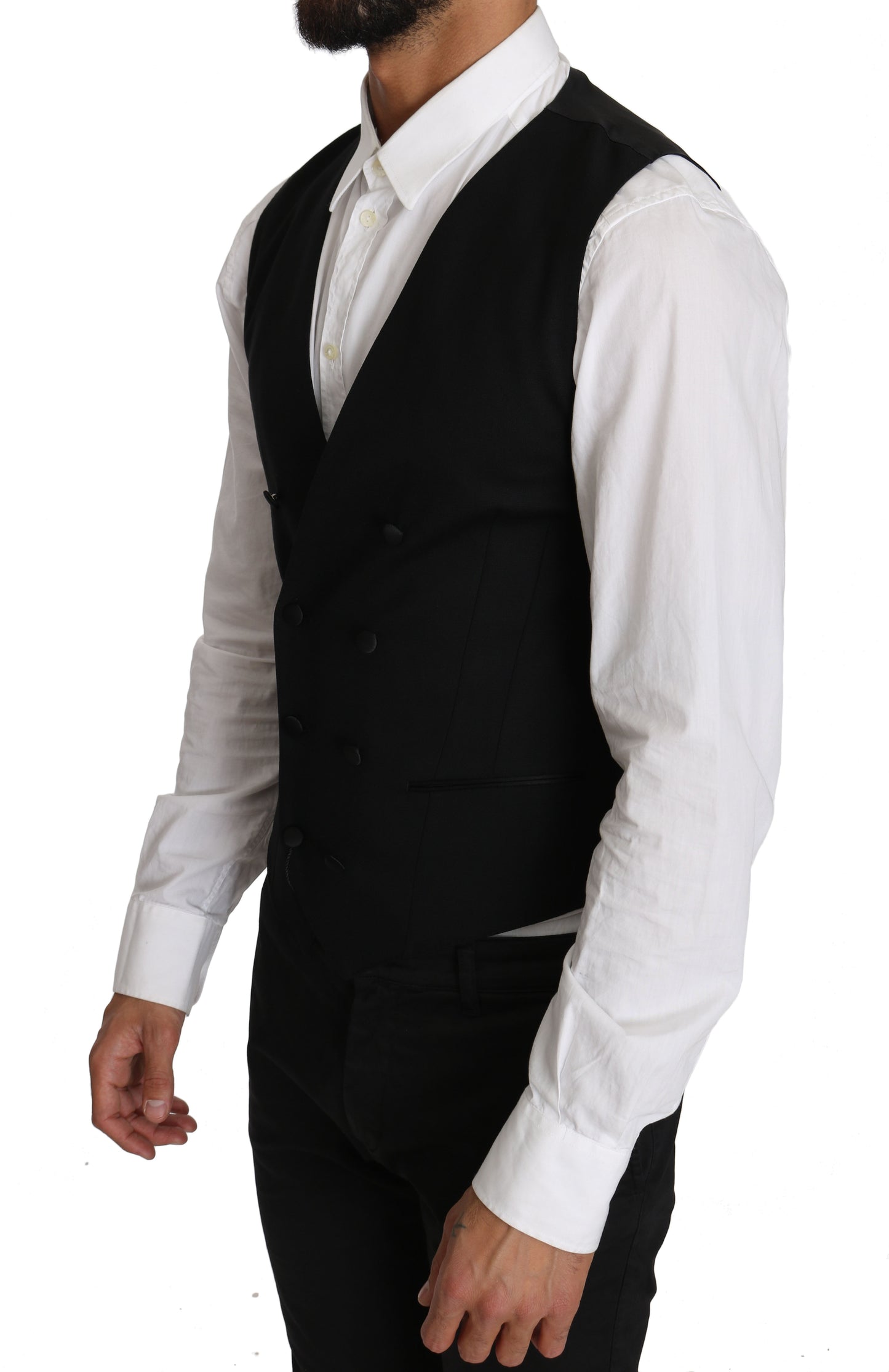 Dolce & Gabbana Gray Wool Double Breasted Waistcoat Vest