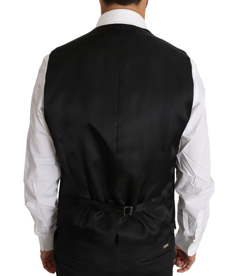 Dolce & Gabbana Gray Wool Silk Waistcoat Vest