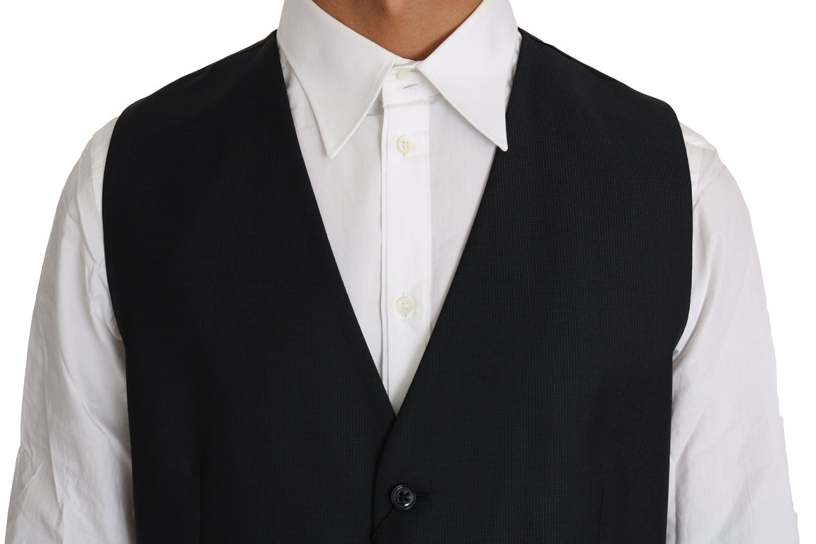 Dolce & Gabbana Gray Wool Silk Waistcoat Vest