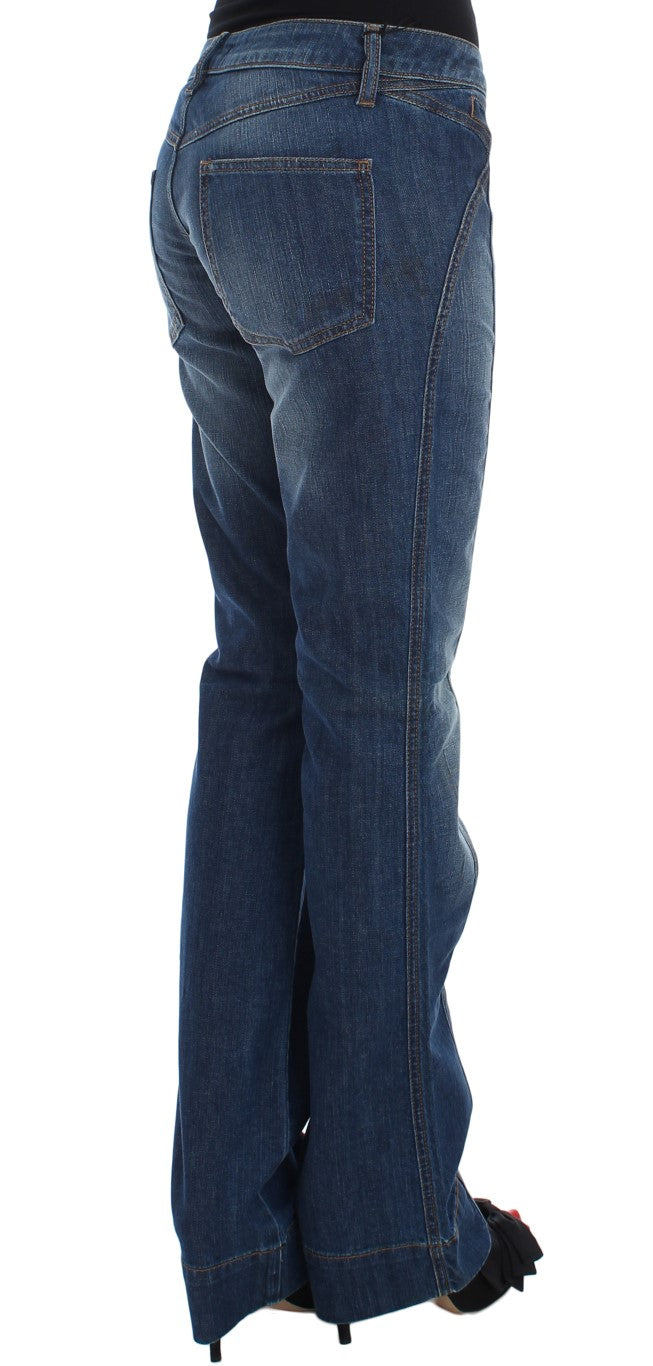 Cavalli Blue Wash Cotton Stretch Boot Cut Jeans