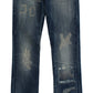 Cavalli Blue Wash Torn Cotton Straight Fit Jeans