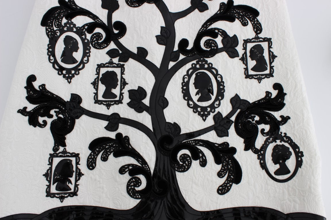 Dolce & Gabbana White Floral Brocade Family Tree Skirt