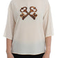 Dolce & Gabbana White Sequined Key Silk Blouse T-shirt Top