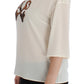 Dolce & Gabbana White Sequined Key Silk Blouse T-shirt Top