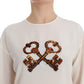 Dolce & Gabbana White Sequined Key Silk Blouse T-shirt Top