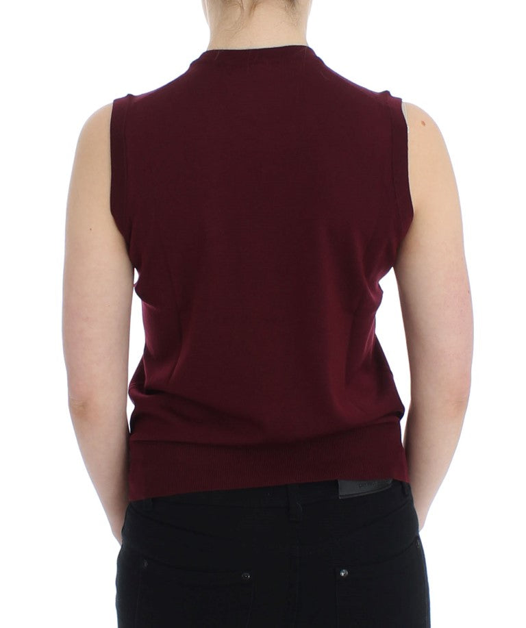 Dolce & Gabbana Red Sleeveless Crewneck Vest Pullover