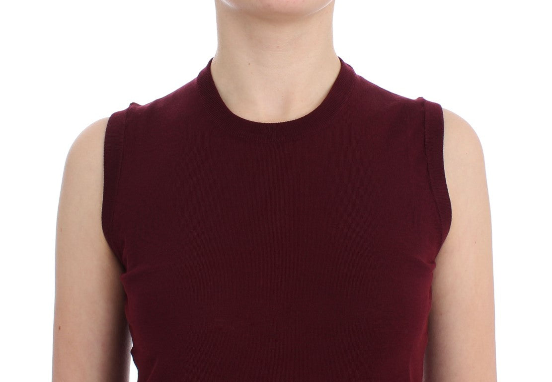 Dolce & Gabbana Red Sleeveless Crewneck Vest Pullover