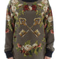 Dolce & Gabbana Green Key Floral Print Silk Sweater