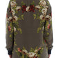 Dolce & Gabbana Green Key Floral Print Silk Sweater