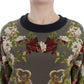 Dolce & Gabbana Green Key Floral Print Silk Sweater