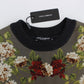 Dolce & Gabbana Green Key Floral Print Silk Sweater