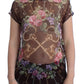 Dolce & Gabbana Black Key Floral Print Silk Blouse T-shirt