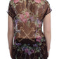 Dolce & Gabbana Black Key Floral Print Silk Blouse T-shirt