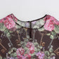 Dolce & Gabbana Black Key Floral Print Silk Blouse T-shirt