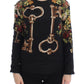 Dolce & Gabbana Black Key Floral Print Silk Blouse Top