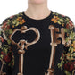 Dolce & Gabbana Black Key Floral Print Silk Blouse Top