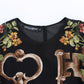 Dolce & Gabbana Black Key Floral Print Silk Blouse Top