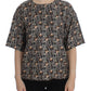 Dolce & Gabbana Gray Bronze Key Print Silk Blouse Shirt