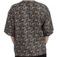 Dolce & Gabbana Gray Bronze Key Print Silk Blouse Shirt