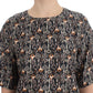 Dolce & Gabbana Gray Bronze Key Print Silk Blouse Shirt