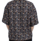 Dolce & Gabbana Gray Gold Key Print Silk Blouse Shirt