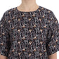 Dolce & Gabbana Gray Gold Key Print Silk Blouse Shirt