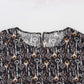 Dolce & Gabbana Gray Gold Key Print Silk Blouse Shirt