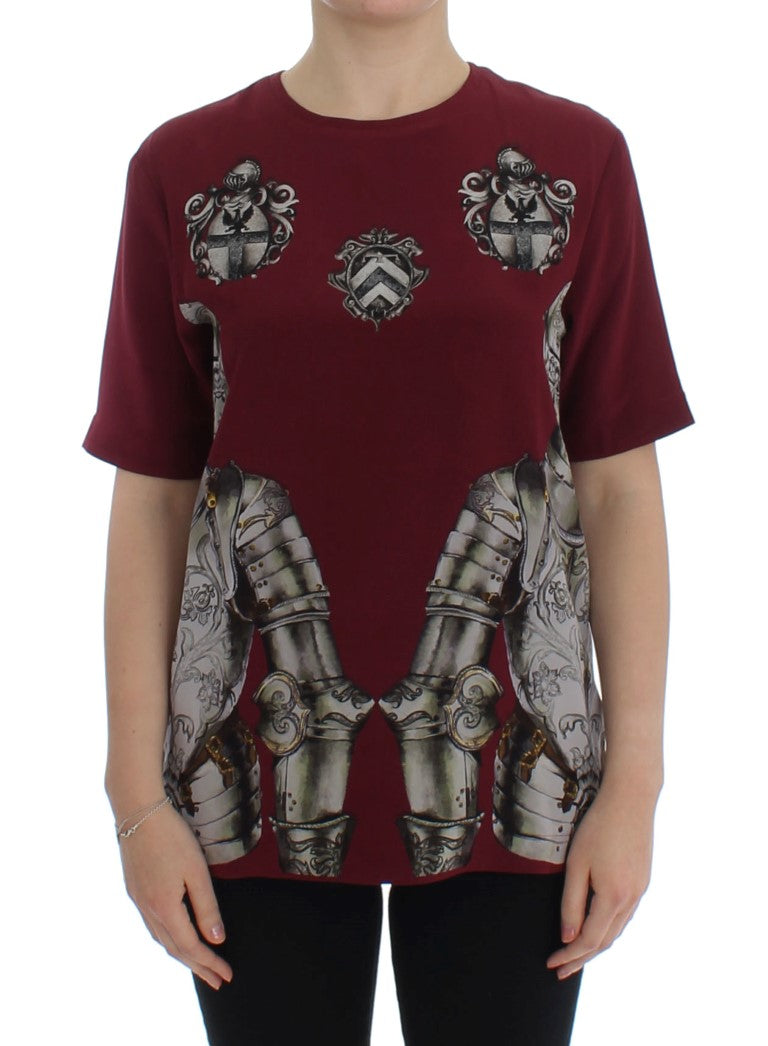 Dolce & Gabbana Red Knight Print Silk Shirt