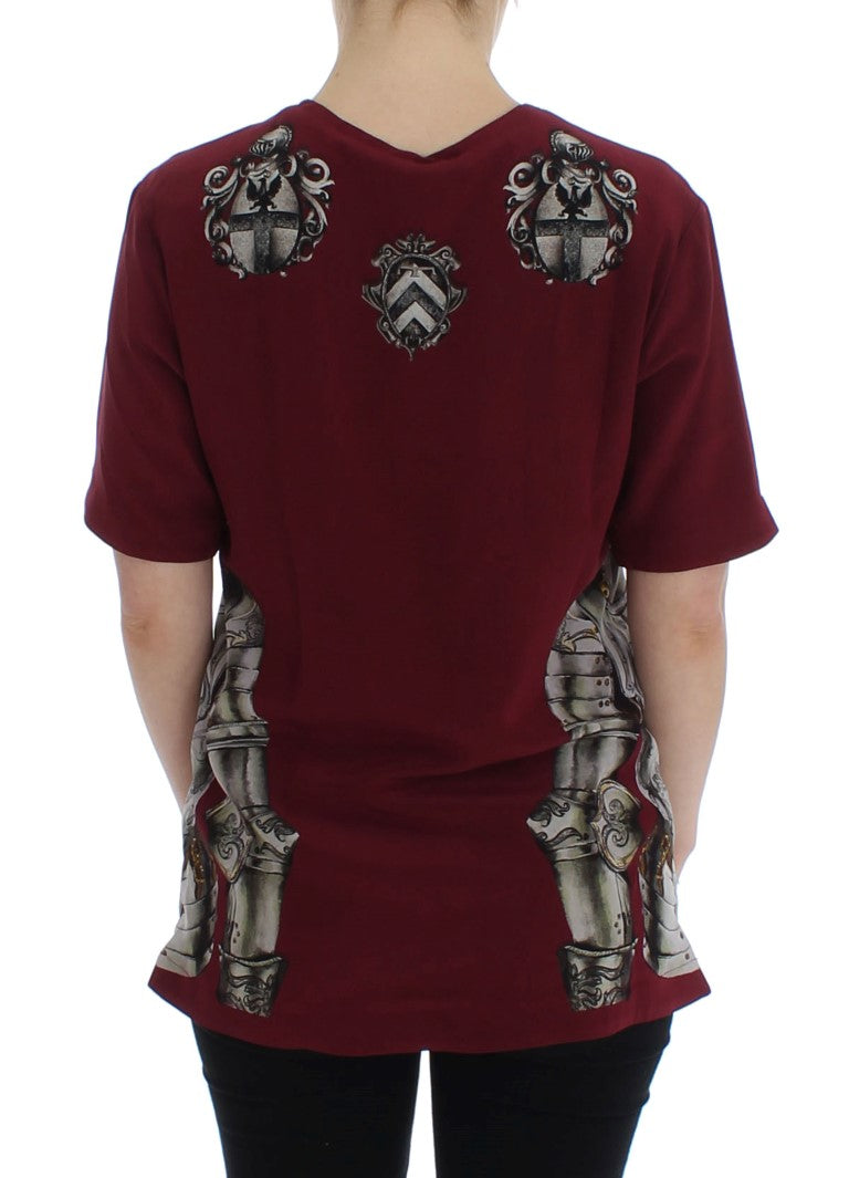 Dolce & Gabbana Red Knight Print Silk Shirt