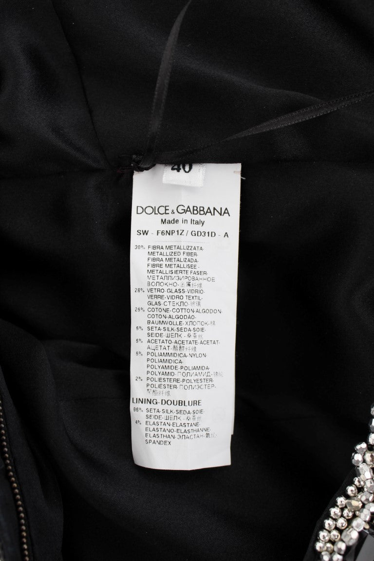 Dolce & Gabbana Silver Crystal Sequin Handmade Dress