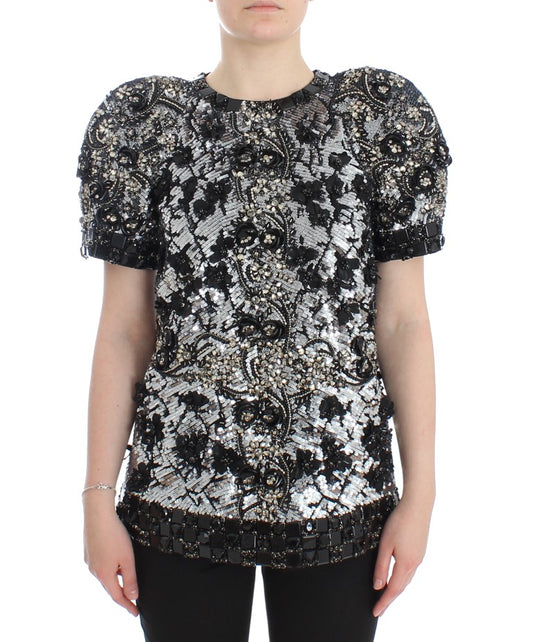 Dolce & Gabbana MASTERPIECE Black Silver Crystal Blouse