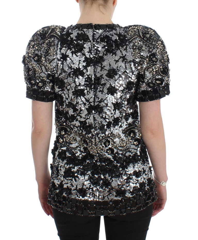 Dolce & Gabbana MASTERPIECE Black Silver Crystal Blouse