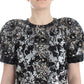 Dolce & Gabbana MASTERPIECE Black Silver Crystal Blouse