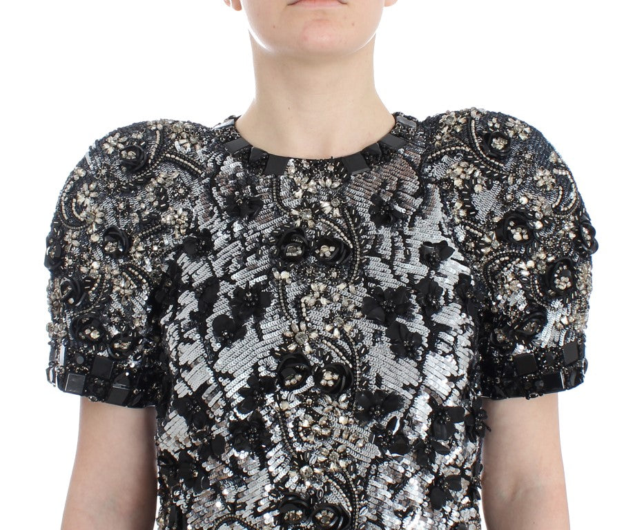 Dolce & Gabbana MASTERPIECE Black Silver Crystal Blouse