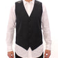 Dolce & Gabbana Gray Striped Wool Single Breasted Vest