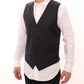 Dolce & Gabbana Gray Striped Wool Single Breasted Vest