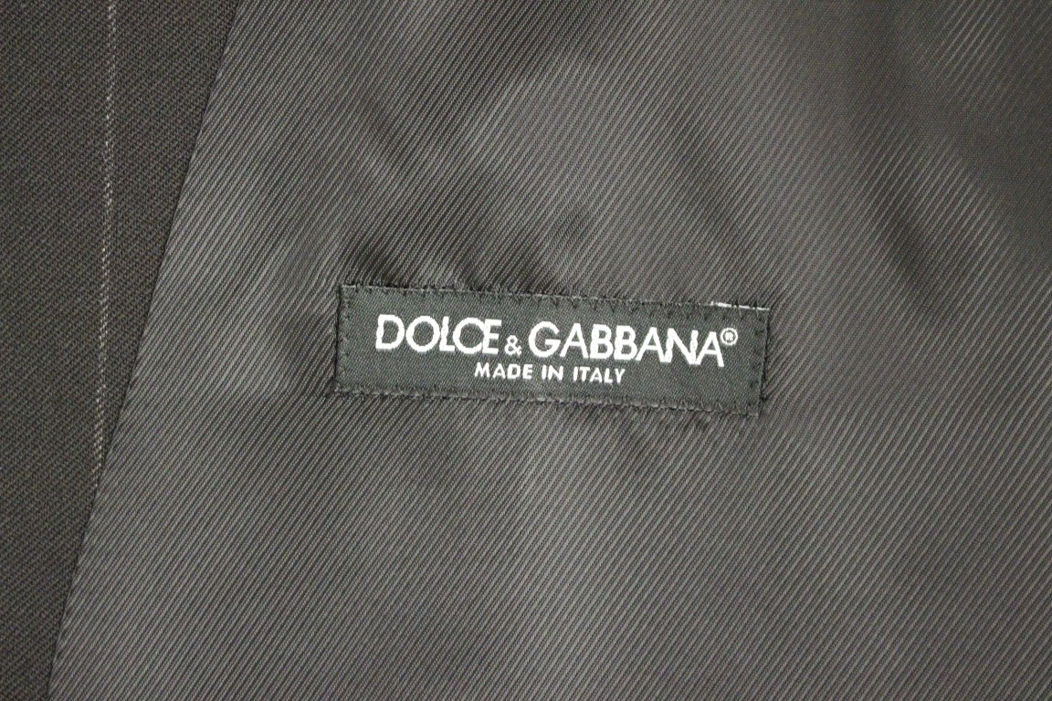 Dolce & Gabbana Black Striped Wool Logo Vest