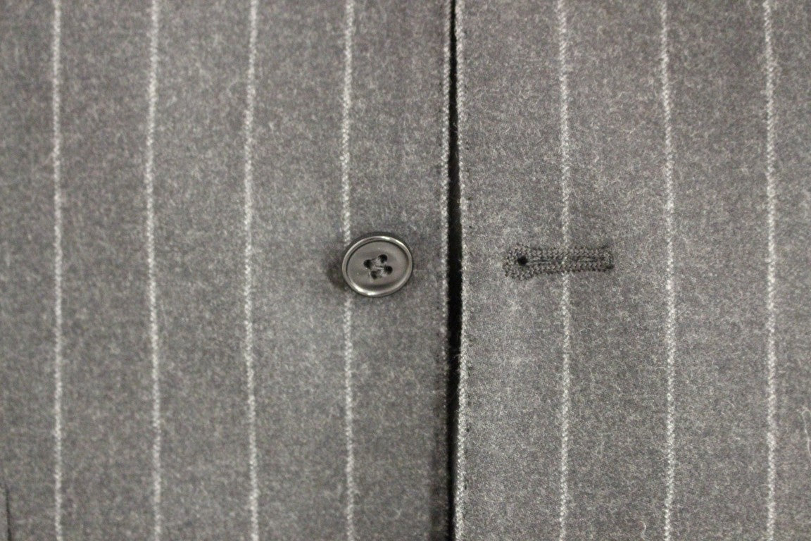 Dolce & Gabbana Gray Striped Wool Logo Vest