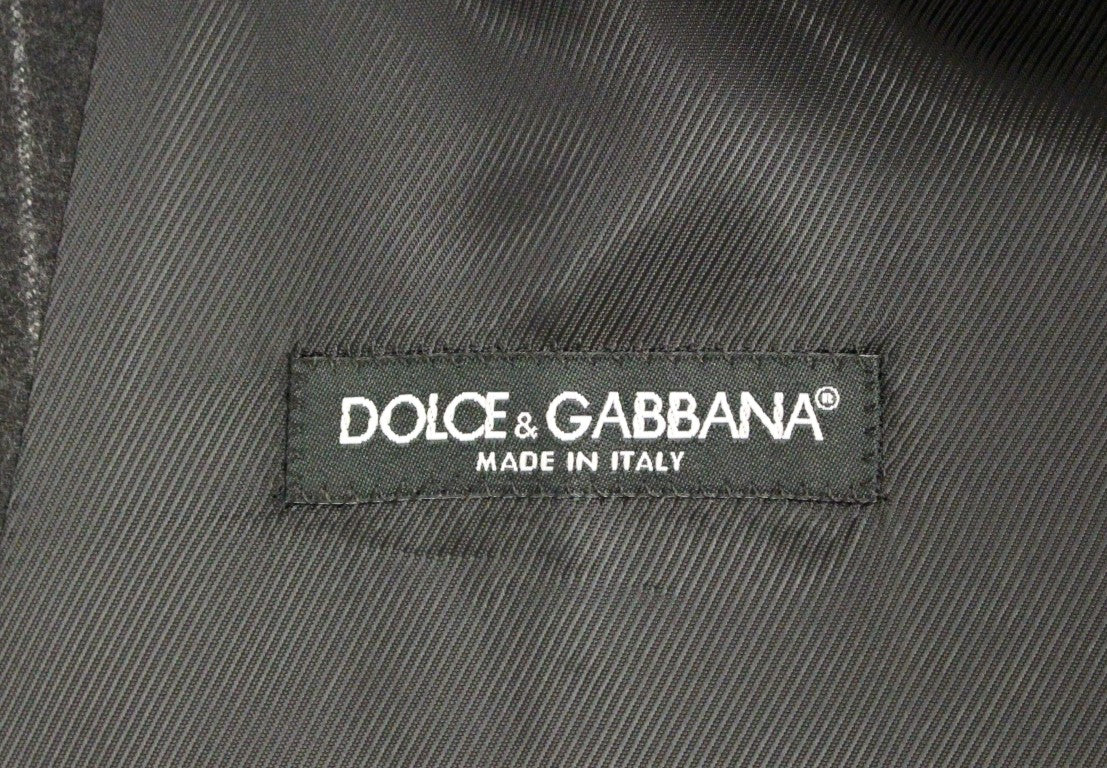 Dolce & Gabbana Gray Striped Wool Logo Vest