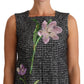 Dolce & Gabbana Gray Houndstooth Floral Appliqué Shift Mini Dress