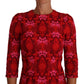 Dolce & Gabbana Red Pink Floral Crochet Lace Dress